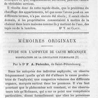 0211 - Page 209 - Bulletin. Le chauffage des appartements à Paris. Mémoires originaux. Etude sur l'asphyxie de cause mécanique. Modifications de la circulation pulmonaire. Par le Dr F., A. Patenko