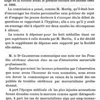 0325 - Page 323 - Société de médecine publique et d'hygiène professionnel. Séance du 28 janvier 1885. Rapport sur les médailles à décerner aux meilleurs thèses d'hygiène. Troubles cérébraux observés dans un cas d'intoxication mercurielle professionnelle