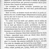 0021 - Page 21 - Mémoires originaux. Le duel au point de vue médico-légal et particulièrement dans l'armée. Par le Dr Charles Teissier. III. Considérations sur la physiologie pathologique de quelques plaies par instruments tranchants