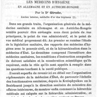 0027 - Page 27 - Mémoires originaux. Le duel au point de vue médico-légal et particulièrement dans l'armée. Par le Dr Charles Teissier. IV. Projet de règlement. Les médecins d'hygiène en Allemagne et en Autriche-Hongrie. Par le Dr Girode