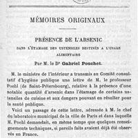 0113 - Page 113 - Mémoires originaux. Présence de l'arsenic dans l'étamage des ustensiles destinés à l'usage alimentaire. Par M. le Dr Gabriel Pouchet