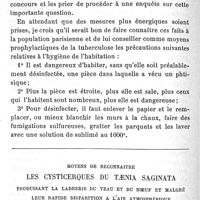 0225 - Page 226 - Mesures d'hygiène à prendre dans les habitations contre la propagation de la tuberculose. Par M. Aug. Ollivier. Moyens de reconnaitre les cysticerques du taenia saginata produisant la ladrerie du veau et du boeuf et malgré leur rapide disparition à l'air atmosphérique. Par M. A. Laboulbène