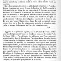 0464 - Page 468 - Revue des livres. Des conditions de salubrité et de sécurité des ouvriers des grands chantiers publics. Hygiène de la premier enfance
