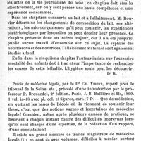 0465 - Page 469 - Revue des livres. Hygiène de la premier enfance. Précis de médecine légale