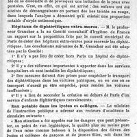 0568 - Page 573 - Chronique. Bas teints en rouge avec le tartre stibié. Hôpitaux de diphtéritique extra-muros. Eau potable dans les lycées et collège