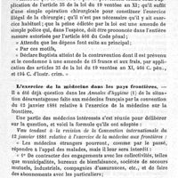 0109 - Page 109 - Revue des intérêts professionnels. Par M. le Dr G. Alphandery. Opération césarienne faite "post mortem" par une personne non diplômée : condamnation pour exercice illégal de la médecine. L'exercice de la médecine dans les pays frontières