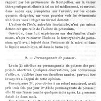 0023 - Page 23 - Mémoires originaux. Les intoxications causes d'avortement. Par M. le professeur P. Brouardel. A. Poisons métalliques.  8. iodure de potassium. 9. Permanganate de potasse