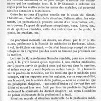 0561 - Page 561 - Revue des livres. Pour se défendre contre la tuberculose pulmonaire, ce qu'il faut faire, ce qu'il ne faut pas faire. La profession médicale : ses devoirs, ses droits