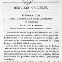 0097 - Page 97 - Mémoires originaux. Intoxications dues à l'ingestion de bières arsenicales en Angleterre. Par le Dr F. Bordas