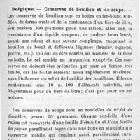 0211 - Page 211 - Mémoires originaux. Les conserves de légumes et de viandes en usage dans les principales armées. Par A. Balland.  Autriche-Hongrie. Conserves de viande. Belgique. Conserves de bouillon et de soupe