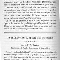 0312 - Page 312 - Mémoires originaux. L'hygiène de Lyon à la société de médecine. Par le Dr X. Delore / Putréfaction gazeuse des poumons de mort-nés. Par le Dr G. Sarda