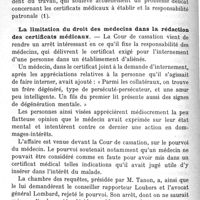 0078 - Page 78 - Revue des journaux.  Insuffisance mitrale consécutive à un accident du travail.  La limitation du droit des médecins dans la rédaction des certificats médicaux