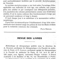 0093 - Page 93 - Revue des journaux. Des empreintes digitales comme procédé d'identification / Revue des livres.  Bibliothèque de thérapeutique