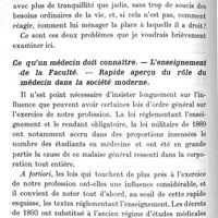 0098 - Page 98 - Le médecin devant les lois nouvelles. Par le Dr Maurice Chopinet.  Ce qu'un médecin doit connaître. L'enseignement de la faculté. Rapide aperçu du rôle du médecin dans la société moderne