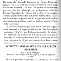 0136 - Page 136 - La radioscopie et la radiographie appliquées à l'inspection des viandes tuberculeuses. Par M. H. Martel / Accidents arsenicaux chez les colons algériens. Par le Dr J. Brault