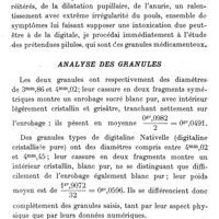 0147 - Page 147 - Intoxication par la digitaline. Extrait d'un rapport d'expertise chimique. Par M. Léon Garnier.  Analyse des granules