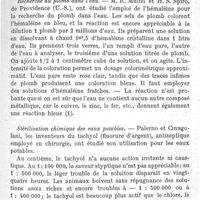0189 - Page 189 - Revue des livres. Guide du médecin-oculiste dans les accidents de travail.  Recherche du plomb dans l'eau.  Stérilisation chimique des eaux potables