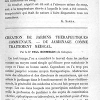 0147 - Page 147 - Assassinat, vol et incendie. Rapport médico-légal. Par le Dr G. Sarda.  Création de jardins thérapeutiques communaux. Du jardinage comme traitement médical. Par le Dr Paul Bermbach