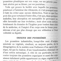 0324 - Page 324 - Le rôle des poussières dans l'industrie. Par M. Frois.  Les poussières et l'hygiène professionnelle.  Origine des poussières