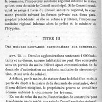 0106 - Page 106 - Sur le projet de revision de la loi du 15 février 1902 sur la protection de la santé publique. Par M. Léon Bernard.  Texte adopté par la commission chargée du projet de révision de la loi du 15 février 1902.  Titre II. Des mesures sanitaires générales.  Titre III. Des mesures sanitaires particulières aux immeubles