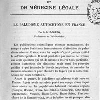 0161 - Page 161 - Le paludisme autochtone en France. Par le Dr Dopter