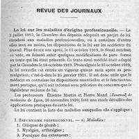 0219 - Page 219 - Discussion du rapport de M. Léon Bernard sur le projet de révision de la loi du 15 février 1902. (suite de la discussion.).  Revue des journaux. La loi sur les maladies d'origine professionnelle