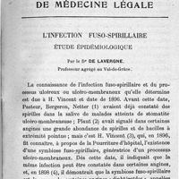 0129 - Page 129 - L'infection fuso-spirillaire étude épidémiologique. Par le Dr De Lavergne
