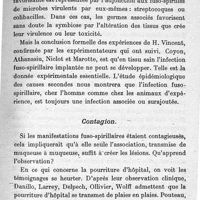 0141 - Page 141 - L'infection fuso-spirillaire étude épidémiologique. Par le Dr De Lavergne.  Causes déterminantes.  Contagion