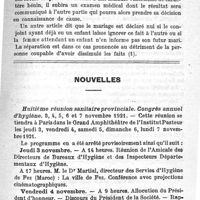 0189 - Page 189 - Revue des journaux. Contrôle hygiénique du mariage.  Nouvelles. Huitième réunion sanitaire provinciale. Congrès annuel d'hygiène