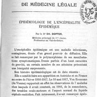 0193 - Page 193 - Epidémiologie de l'encéphalite épidémique. Par le Dr Ch. Dopter