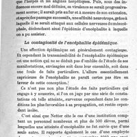 0217 - Page 217 - Epidémiologie de l'encéphalite épidémique. Par le Dr Ch. Dopter.  Conditions étiologiques.  La contagiosité de l'encéphalite épidémique