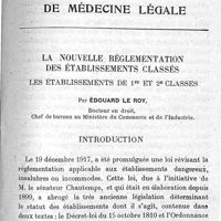 0321 - Page 321 - La nouvelle réglementation des établissements classés. Les établissements de 1re et 2e classes. Par Edouard Le Roy.  Introduction