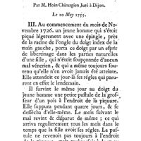 0015 - Page 15 - Médecine. Juillet. Observation sur une Pustule périodique au doigt, par M. Hoin, Chirurgien