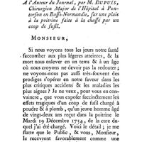 0057 - Page 57 - Lettre de M. Dupuis, Chirurgien Major de l'Hôpital de Pontorson, sur une plaie faite à la poitrine par un coup de fusil