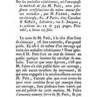 0012 - Page 12 - Extraits de livres nouveaux. Médecine. Essai sur les maladies vénériennes où l'on expose la méthode de feu M. Petit. Par M. Fabre