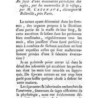 0023 - Page 23 - Observations. Médecine. Evacuation périodique des règles par les mammelles & le visage. Par M. Cazenave