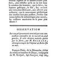 0513 - Page 513 - Observations. Médecine. Observation sur une femme qui a été sept ans sans aller à la selle ni uriner. Par M. Gignoux. / Observation sur des convulsions guéries par la fièvre, à la suite d'une péripneumonie. Par M. Rochard