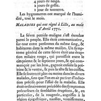 0093 - Page 93 - Observations. Histoire naturelle, et Chymie. Observations météorologiques, faites à Lille, par M. Boucher, médecin, pendant le mois d'Avril 1771. / Médecine. Maladies qui ont été observées à Lille, par M. Boucher, médecin, pendant le mois d'Avril 1771