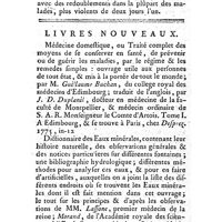0093 - Page 93 - Mémoires et observations. Médecine. Maladies qui ont été observées à Lille, par M. Boucher, médecin, pendant le mois d'Avril 1775. / Livres annoncés. Médecine. Médecine domestique. Par M. Buchan ; traduite de l'anglois par M. Duplanil, méd. / Histoire naturelle, Chymie, Pharmacie, &c. Dictionnaire des Eaux minér. Par M. Buc'hoz