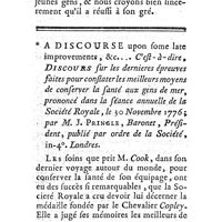 0021 - Page 21 - Extraits ou analyse de livres. Physica hominis sani, auctore Nic. Jadelot, med. / Mémoires et dissertations. Médecine. Discours sur les moyens de conserver la santé aux gens de mer ; par M. Pringle, médecin anglois