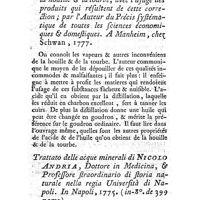 0094 - Page 94 - Livres annoncés avec une notice. Hist. nat. Pharmacie & Chymie. Nouveau moyen de corriger la houille & la tourbe. / Traité des eaux minérales ; par M. Nicol. Andria, méd. (en italien)