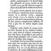 0533 - Page 533 - Mémoires et dissertations. Médecine. Observation sur la petite-vérole compliquée avec la scarlatine & le millet ; par M. Desessartz, doyen de la faculté de Paris