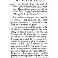 0613 - Page 613 - Mémoires, dissertations & observations. Matière médicale. Réflexions de M. Rebiere, sur une hydrophobie (douteuse,)