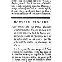0093 - Page 93 - Observation sur les suites d'un épiplocèle, présentée au collège royal de médecine de Nancy en 1786. Par M. J.G. Gallot. Nouveau procédé pour obtenir une très grande quantité d'oethiops martial et boule de mars avec ce même oethiops, lu à la Séance publique du collège de pharmacie lors de la distribution de ses prix. Par M. Flamant