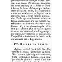 0196 - Page 195 - Suite des observations sur l'électricité médicale. Par MM. Poma et Renaud. § IV. Surdités. III observation. IV observation