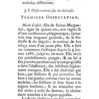 0198 - Page 197 - Autres expériences sur l'électricité appliquée dans plusieurs maladies différentes. § I. Observations sur la chlorose. Première observation