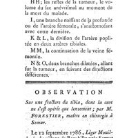 0429 - Page 428 - Explication de la planche. Observation sur une fracture du tibia, dont la cure ne s'est opérée que lentement. Par M. Forestier