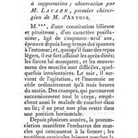 0108 - Page 84 - Matière délitescente, rappellée à l'extérieur et amenée à suppuration ; observation par M. Lacaze