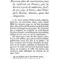 0126 - Page 102 - Nouvelles littéraires. Nouveau plan de constitution pour la médecine en France ; par le Société Royale de médecine