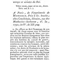0127 - Page 103 - Nouvelles littéraires. Du service des hôpitaux militaires, rappelé aux vrais principes. Par M. Coste